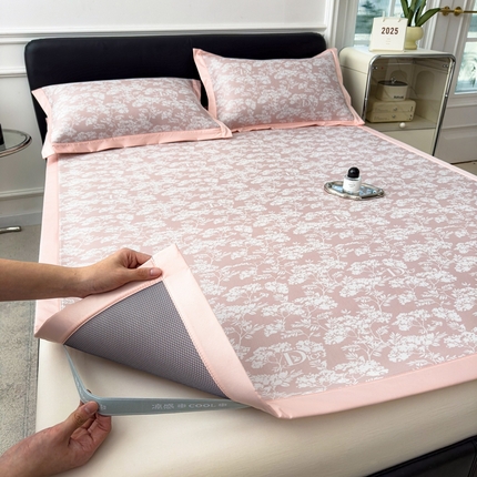 卡初家居（原微来） 2025夏季凉感提花席 繁花-淡雅粉