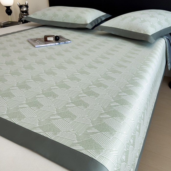 91家纺网 家纺一手货源 找家纺 卡初家居（原微来） 2025夏季凉感提花席 逸线翠澜-玉翡森