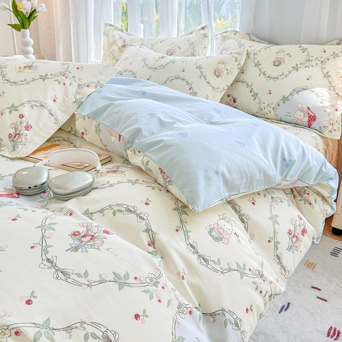 91家纺网 家纺一手货源 找家纺 金盛纺 2025新款13372全棉系列四件套 春游泡泡