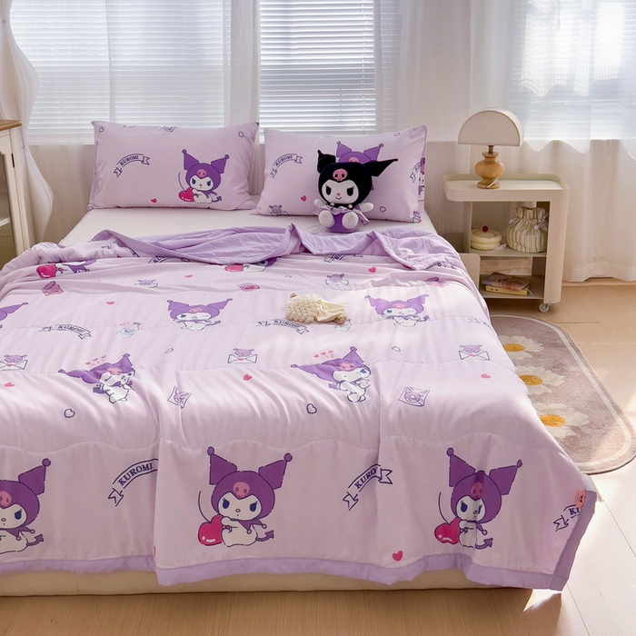 91家纺网 家纺一手货源 找家纺 海岛哥哥 2025新款三丽鸥系列A类水洗棉夏被大床图（提供买家秀） 夏被-库洛米之心