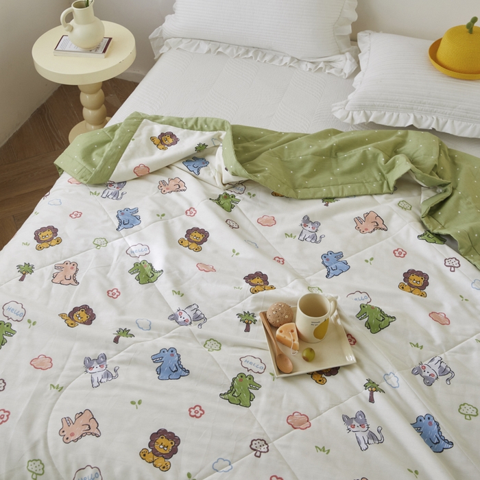 91家纺网 家纺一手货源 找家纺 维洋家纺 2025新款里外全棉印花棉花夏凉被 森森乐园