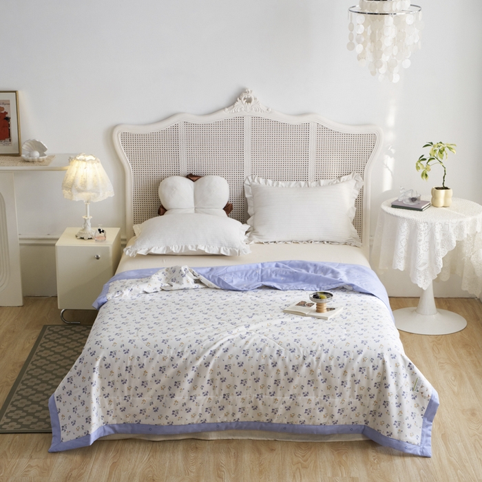 91家纺网 家纺一手货源 找家纺 维洋家纺 2025新款里外全棉印花棉花夏凉被 浅梦怡人