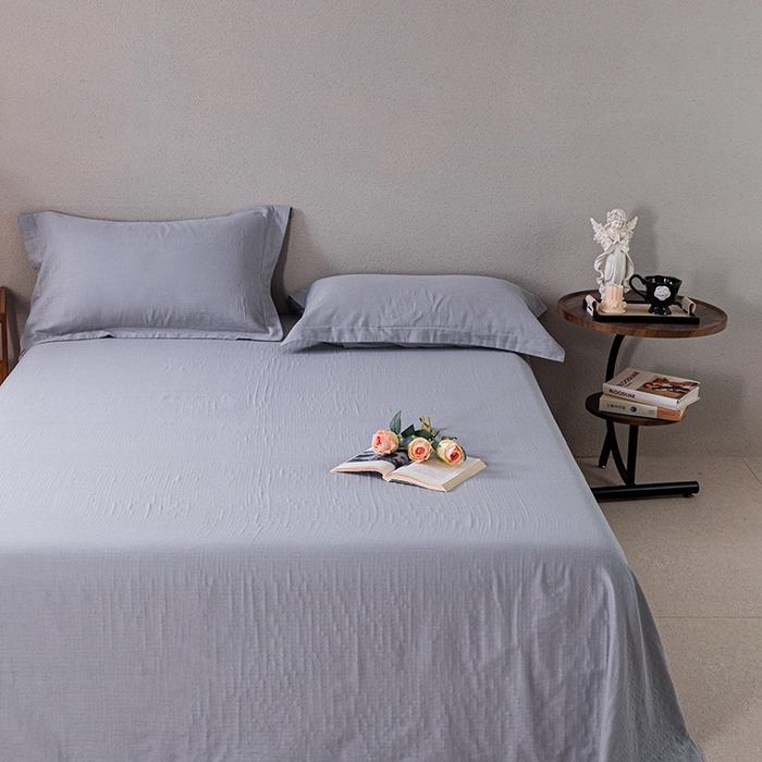 91家纺网 家纺一手货源 找家纺 锦罗绣 2025新款A类全棉双层纱单床单 优雅灰