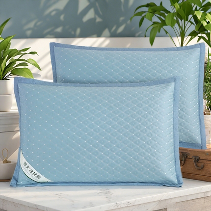 小牛席业 2025新款波点冷感豆豆夏凉枕套凉枕套夏天枕套冰丝枕套竹枕套藤枕套冰藤枕套 蓝色