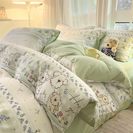 91家纺网 家纺一手货源 找家纺 （总）梦幻之城 2025新款水洗棉数码印花简易款四件套