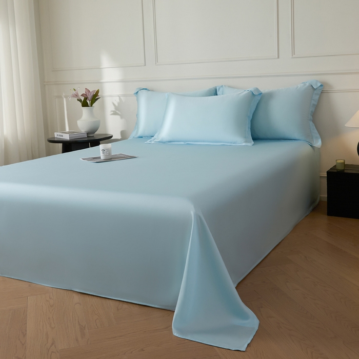 91家纺网 家纺一手货源 找家纺 涵宸 2025新款天丝-天丝棉-纯色单床单-场景1 床单-海天兰