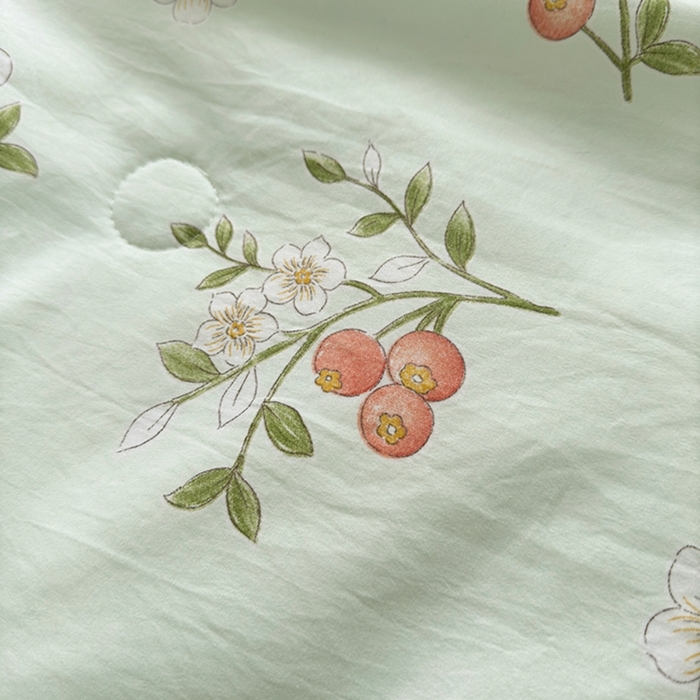 91家纺网 家纺一手货源 找家纺 鑫佰利 2025新款A类水洗棉印花纯棉花夏被子被芯 花满枝头绿