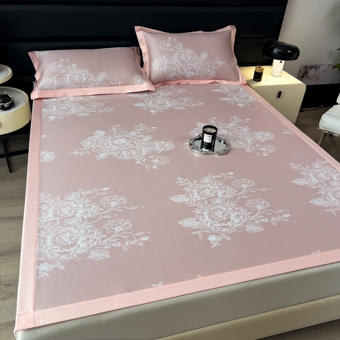 91家纺网 家纺一手货源 找家纺 卡初家居（原微来） 2025夏季凉感提花席 南鸢-素雅粉