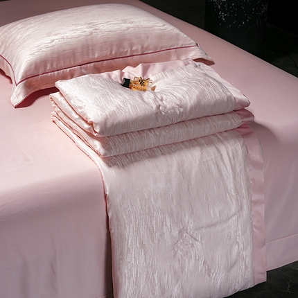 丽卡家纺 2025新款翡丽天丝提花夏被四件套 石纹-粉