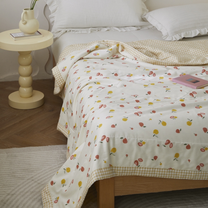 91家纺网 家纺一手货源 找家纺 维洋家纺 2025新款里外全棉印花棉花夏凉被 百香果