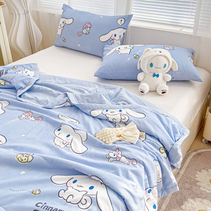 91家纺网 家纺一手货源 找家纺 海岛哥哥 2025新款三丽鸥系列A类水洗棉夏被大床图（提供买家秀） 夏被-牛奶玉桂狗