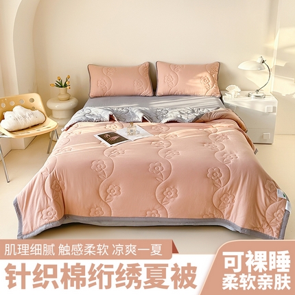 芙绣家纺 2025新款针织棉绗缝夏被-莫奈花园 莫奈花园-雪蜜