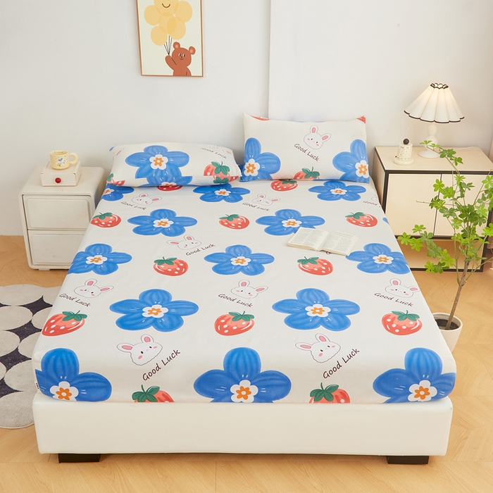 91家纺网 家纺一手货源 找家纺 首爱家纺 2025新款锦柔老粗布印花床笠 暖心