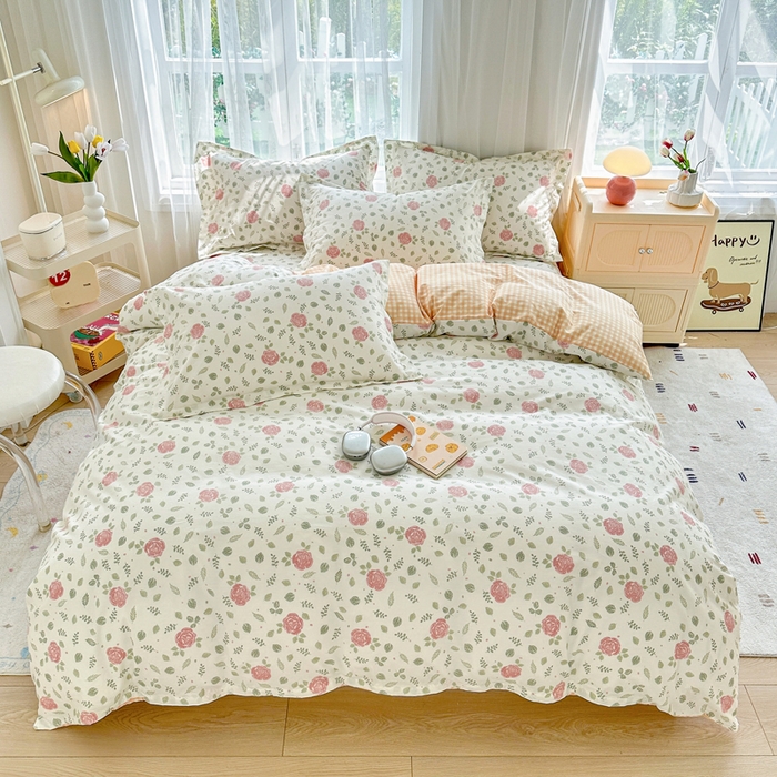 91家纺网 家纺一手货源 找家纺 金盛纺 2025新款13372全棉系列四件套 花涧澈