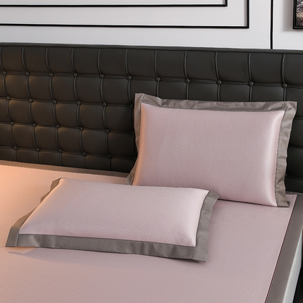 小牛席业 2025新款满天星凉感冰丝枕套（宽包边款）凉枕套夏天枕套冰丝枕套竹枕套藤枕套冰藤枕套 粉色