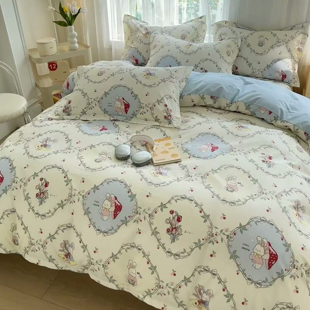 91家纺网 家纺一手货源 找家纺 金盛纺 2025新款13372全棉系列四件套 春游泡泡