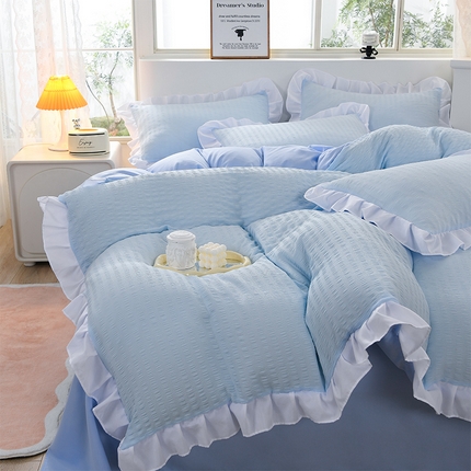 91家纺网 家纺一手货源 找家纺 （总）易展家居 2025新款韩版花边水洗棉四件套