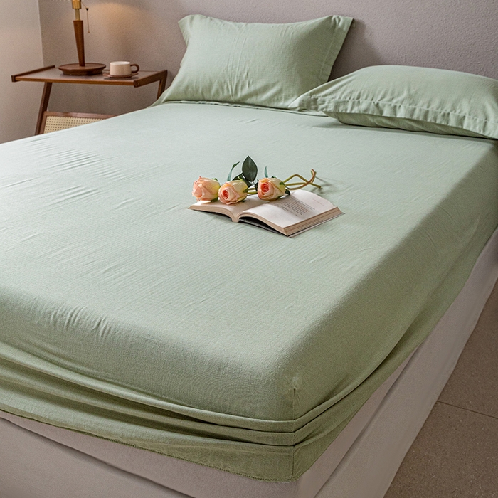 91家纺网 家纺一手货源 找家纺 锦罗绣 2025新款A类全棉双层纱单床笠 绿色