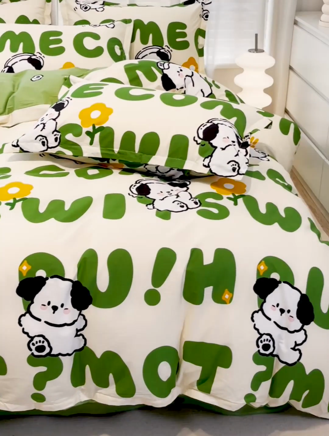 91家纺网 家纺一手货源 找家纺 金盛纺 2025新款13372全棉系列四件套 屁屁狗