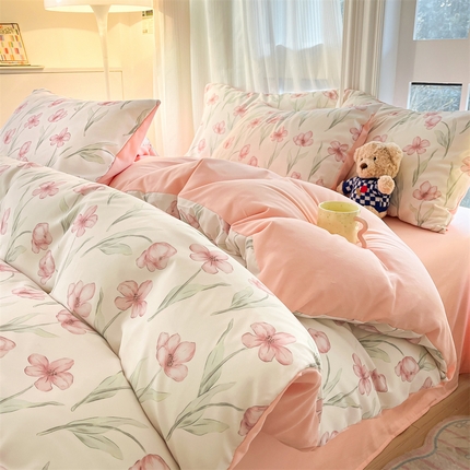 91家纺网 家纺一手货源 找家纺 （总）梦幻之城 2025新款水洗棉数码印花简易款四件套