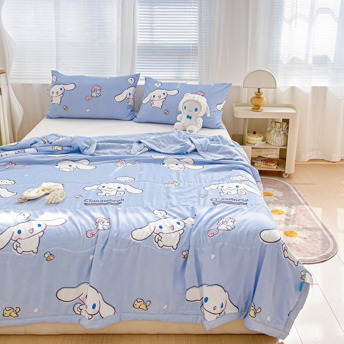 91家纺网 家纺一手货源 找家纺 海岛哥哥 2025新款三丽鸥系列A类水洗棉夏被大床图（提供买家秀） 夏被-牛奶玉桂狗