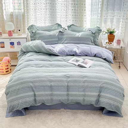 91家纺网 家纺一手货源 找家纺 （总）锦罗绣2025新款A类母婴全棉有氧印花双层纱四件套可定制任意尺寸