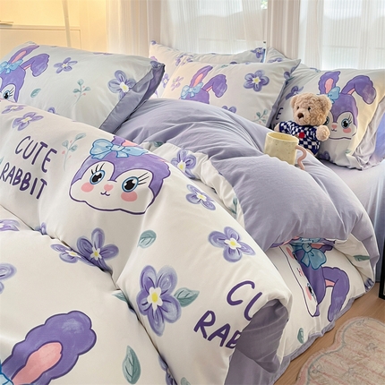 91家纺网 家纺一手货源 找家纺 （总）梦幻之城 2025新款水洗棉数码印花简易款四件套