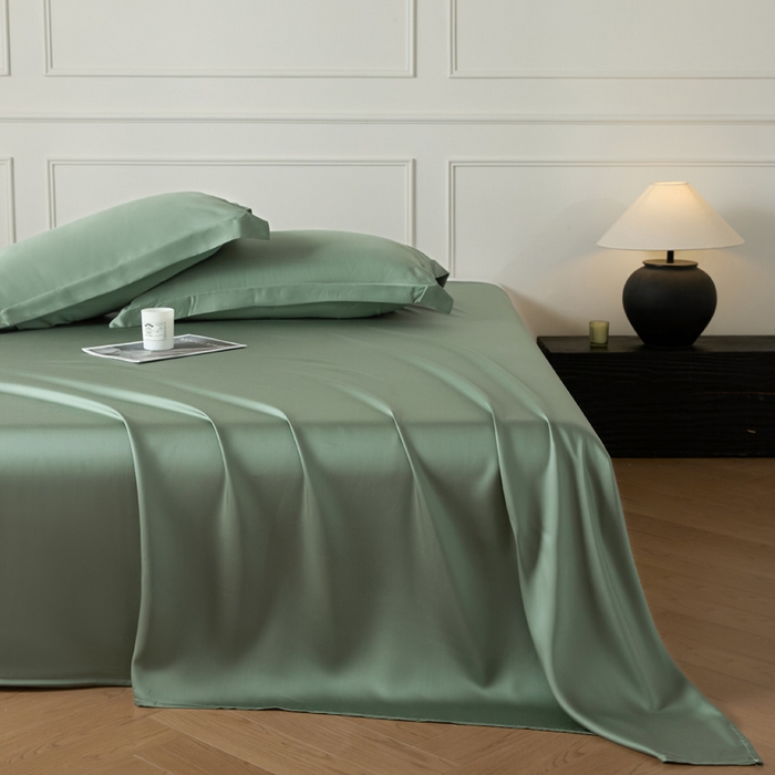 91家纺网 家纺一手货源 找家纺 涵宸 2025新款天丝-天丝棉-纯色单床单-场景1 床单-赛琳绿