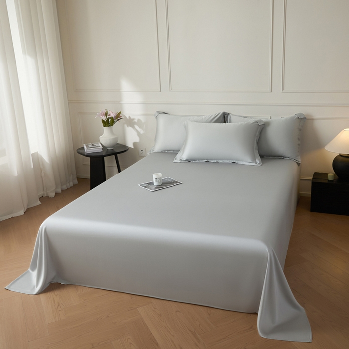 91家纺网 家纺一手货源 找家纺 涵宸 2025新款天丝-天丝棉-纯色单床单-场景1 床单-时尚灰