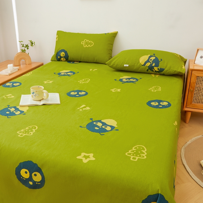 91家纺网 家纺一手货源 找家纺 首爱家纺 2025新款锦柔老粗布床单老粗布凉席三件套 小煤球