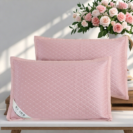 小牛席业 2025新款波点冷感豆豆夏凉枕套凉枕套夏天枕套冰丝枕套竹枕套藤枕套冰藤枕套 粉色