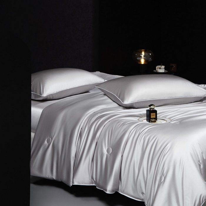 91家纺网 家纺一手货源 找家纺 优悦生活馆 2025新款凉感冰丝纯色夏被四件套-盛夏 盛夏-浅灰色