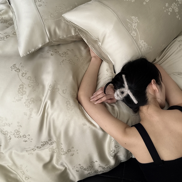 91家纺网 家纺一手货源 找家纺 鹿班家居 2025新款60S莱赛尔提花四件套-时光馥语【标准会员-20元】 时光馥语-香槟绿