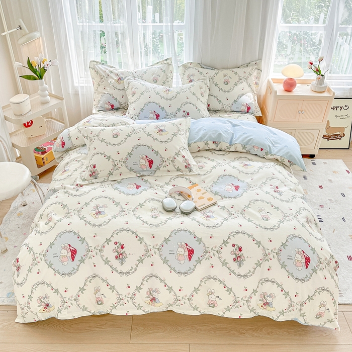 91家纺网 家纺一手货源 找家纺 金盛纺 2025新款13372全棉系列四件套 春游泡泡