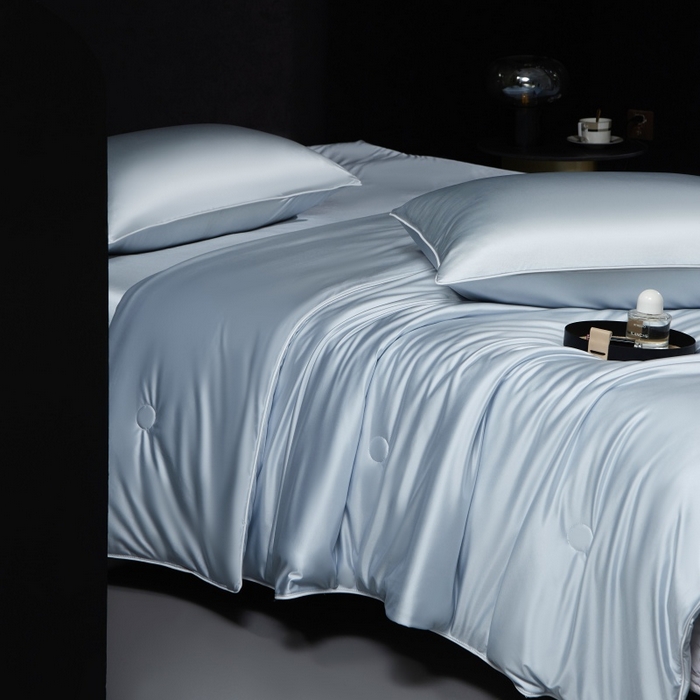 91家纺网 家纺一手货源 找家纺 （总）优悦生活馆 2025新款凉感冰丝纯色夏被四件套-盛夏