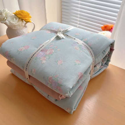 桃喜 2025新款春夏全棉双层纱碎花系列四件套 安和桥兰