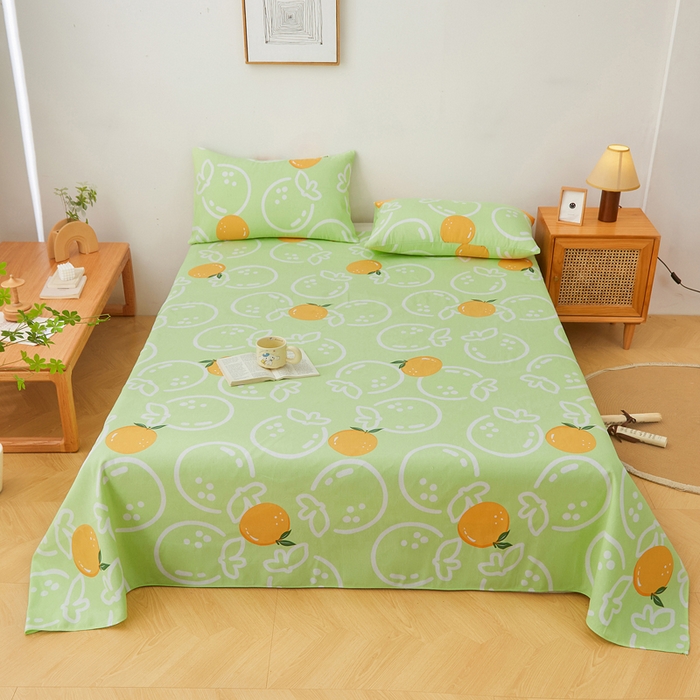 91家纺网 家纺一手货源 找家纺 棉乐町家居 2025新款锦柔老粗布床单老粗布凉席三件套 气泡橙