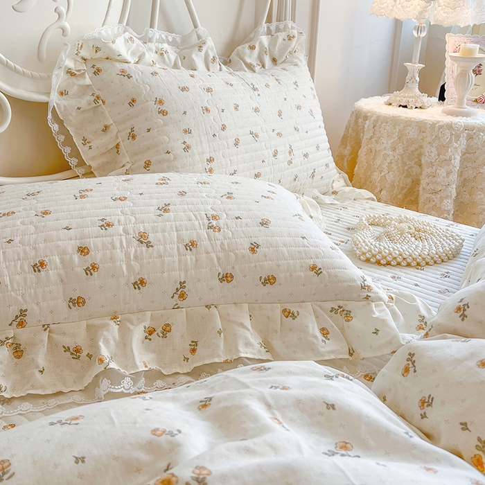 91家纺网 家纺一手货源 找家纺 麒豆豆 2025新款全棉印花双层纱床盖 秋之花