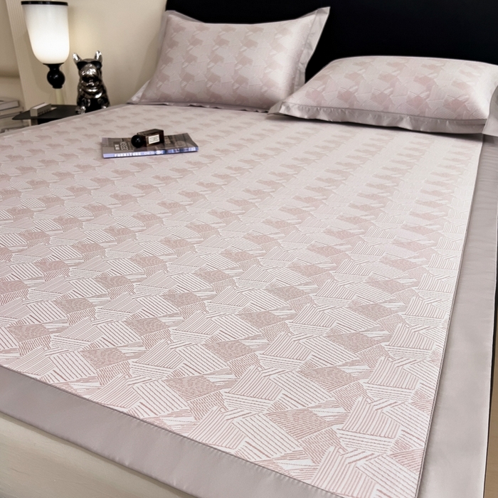 91家纺网 家纺一手货源 找家纺 卡初家居（原微来） 2025夏季凉感提花席 绯影幽线-素雅粉