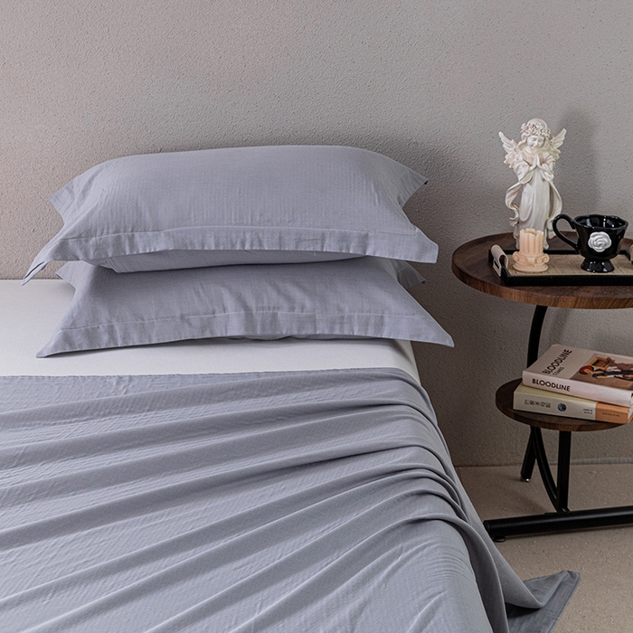 91家纺网 家纺一手货源 找家纺 锦罗绣 2025新款A类全棉双层纱单床单 优雅灰