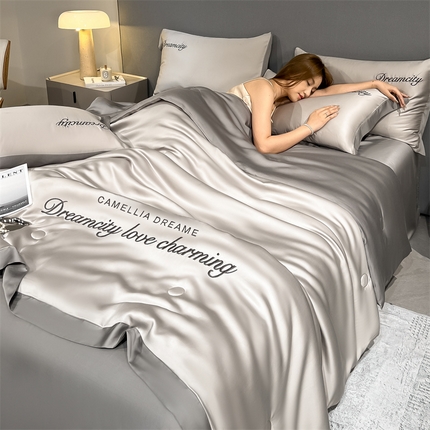 91家纺网 家纺一手货源 找家纺 （总）云棉坊 2025宽边水洗冰丝夏被四件套-曼希系列