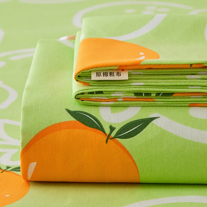 91家纺网 家纺一手货源 找家纺 棉乐町家居 2025新款锦柔老粗布床单老粗布凉席三件套 气泡橙