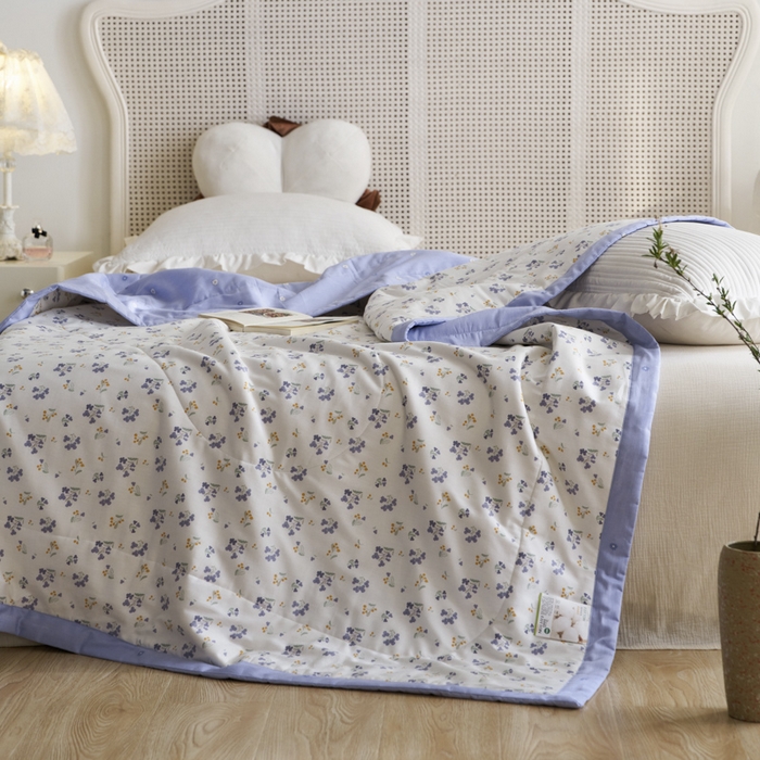 91家纺网 家纺一手货源 找家纺 维洋家纺 2025新款里外全棉印花棉花夏凉被 浅梦怡人