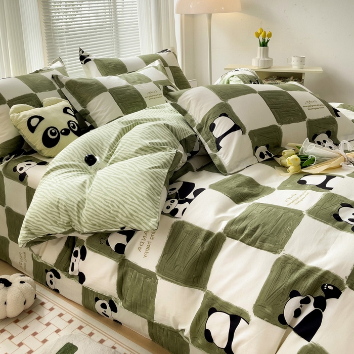 91家纺网 家纺一手货源 找家纺 金盛纺 2025新款13372全棉系列四件套 熊猫胖达
