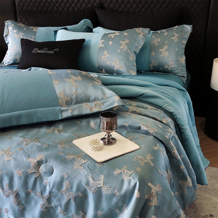 91家纺网 家纺一手货源 找家纺 换种生活 2025新款浮雕天丝夏被四件套 马上有钱花-兰