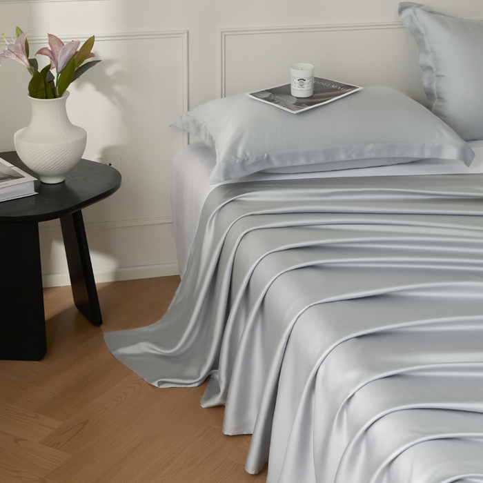 91家纺网 家纺一手货源 找家纺 涵宸 2025新款天丝-天丝棉-纯色单床单-场景1 床单-时尚灰