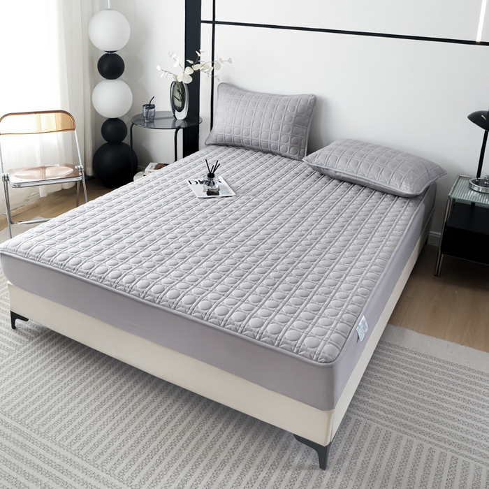 91家纺网 家纺一手货源 找家纺 沐纯家居 2025新款全棉纯棉夹棉单床笠 床笠单件-初见系列 高级灰