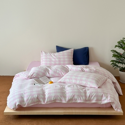 91家纺网 家纺一手货源 找家纺 （总）例外 2025新款色织提花皱皱纱米露系列四件套