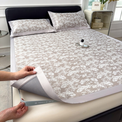 卡初家居（原微来） 2025夏季凉感提花席 繁花-丝雾棕