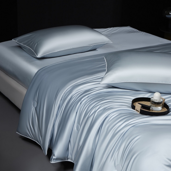 91家纺网 家纺一手货源 找家纺 （总）优悦生活馆 2025新款凉感冰丝纯色夏被四件套-盛夏